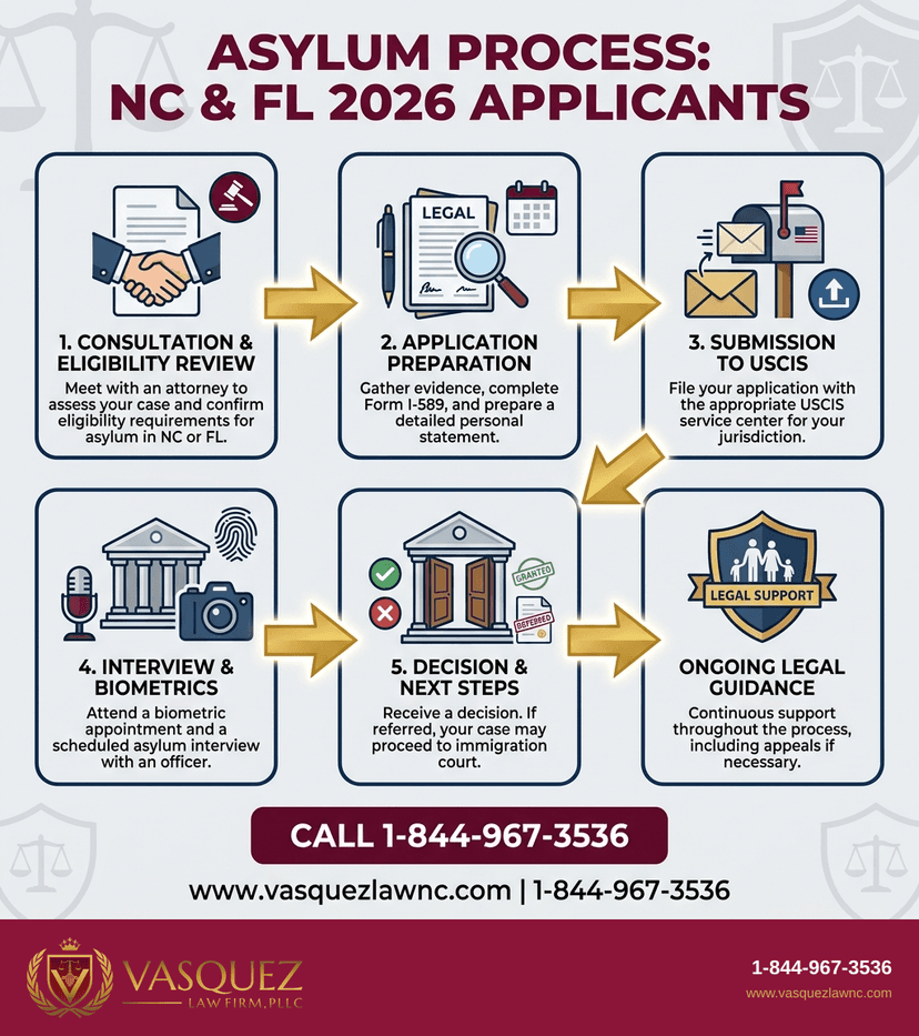 Key Statistics and Data for How Asylum Processing Works for NC and FL Applicants in 2026