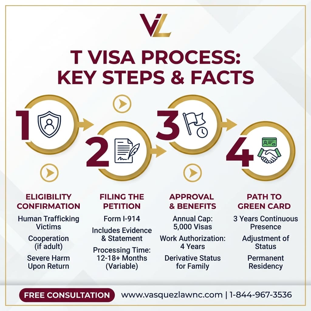 Línea de Tiempo del Proceso para Guía Completa para Solicitar la Visa T en 2026