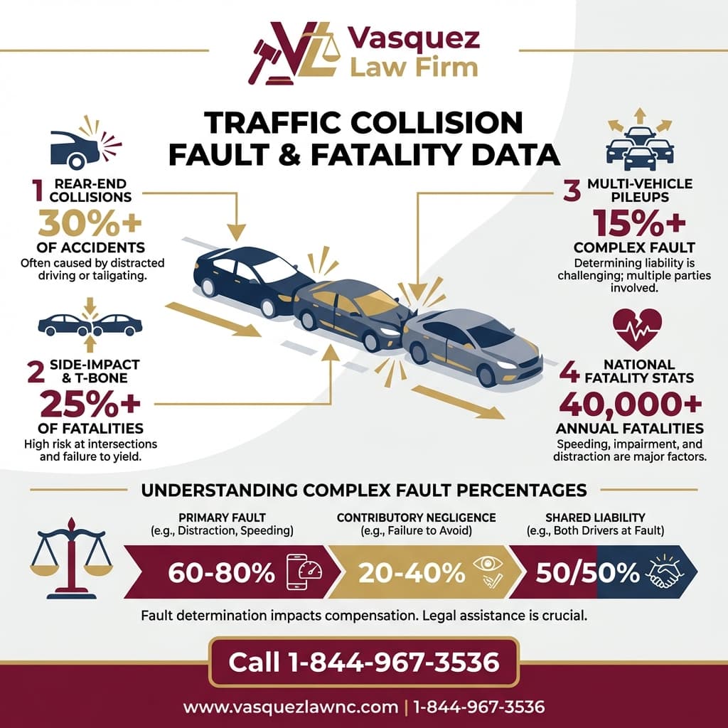Línea de Tiempo del Proceso para Accidentes en Cadena en 2026: ¿Quién es el Responsable en Carolina del Norte?