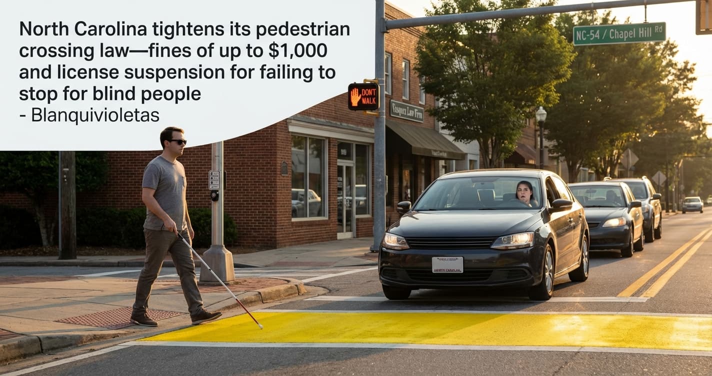 North Carolina Tightens Pedestrian Crossing Law: $1,000 Fines & License Suspensions